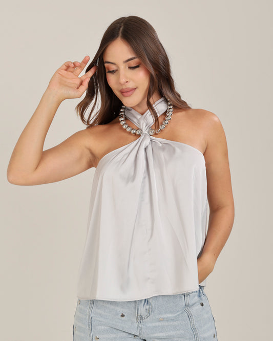 Top Foulard Céleste