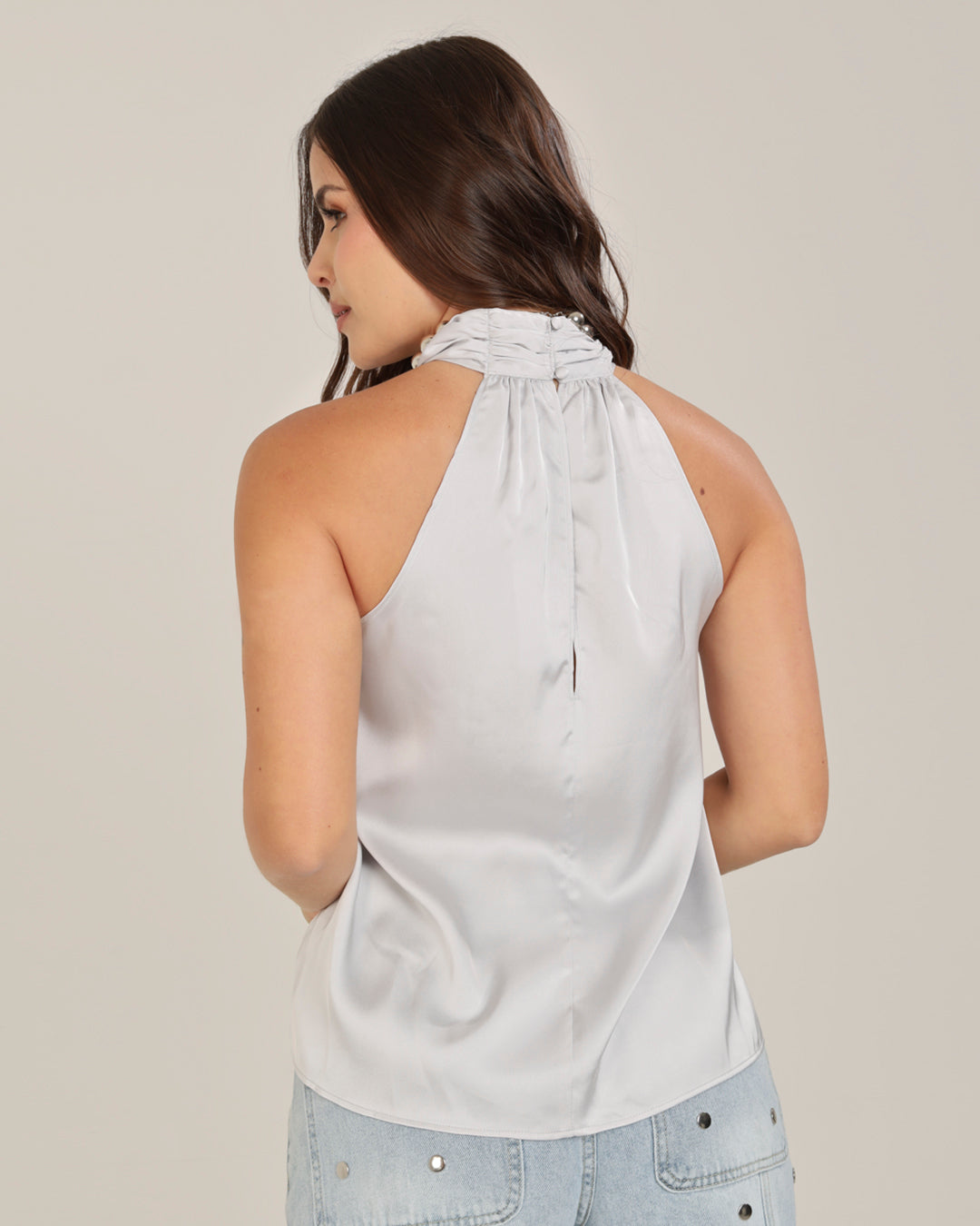 Top Foulard Céleste