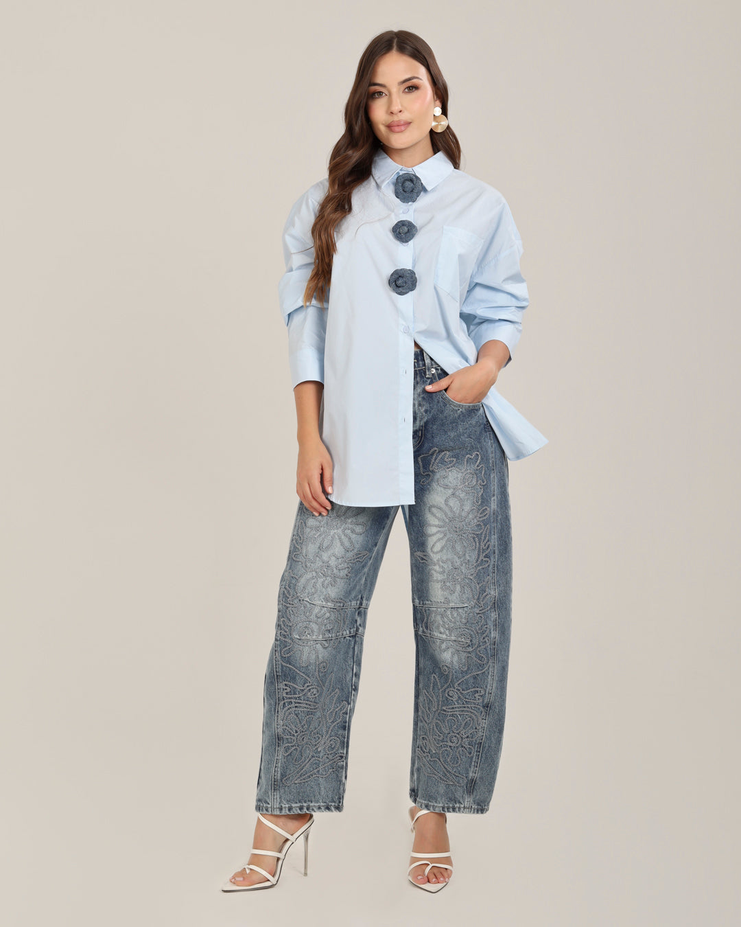 Camisa Fleurie Bleu Ciel