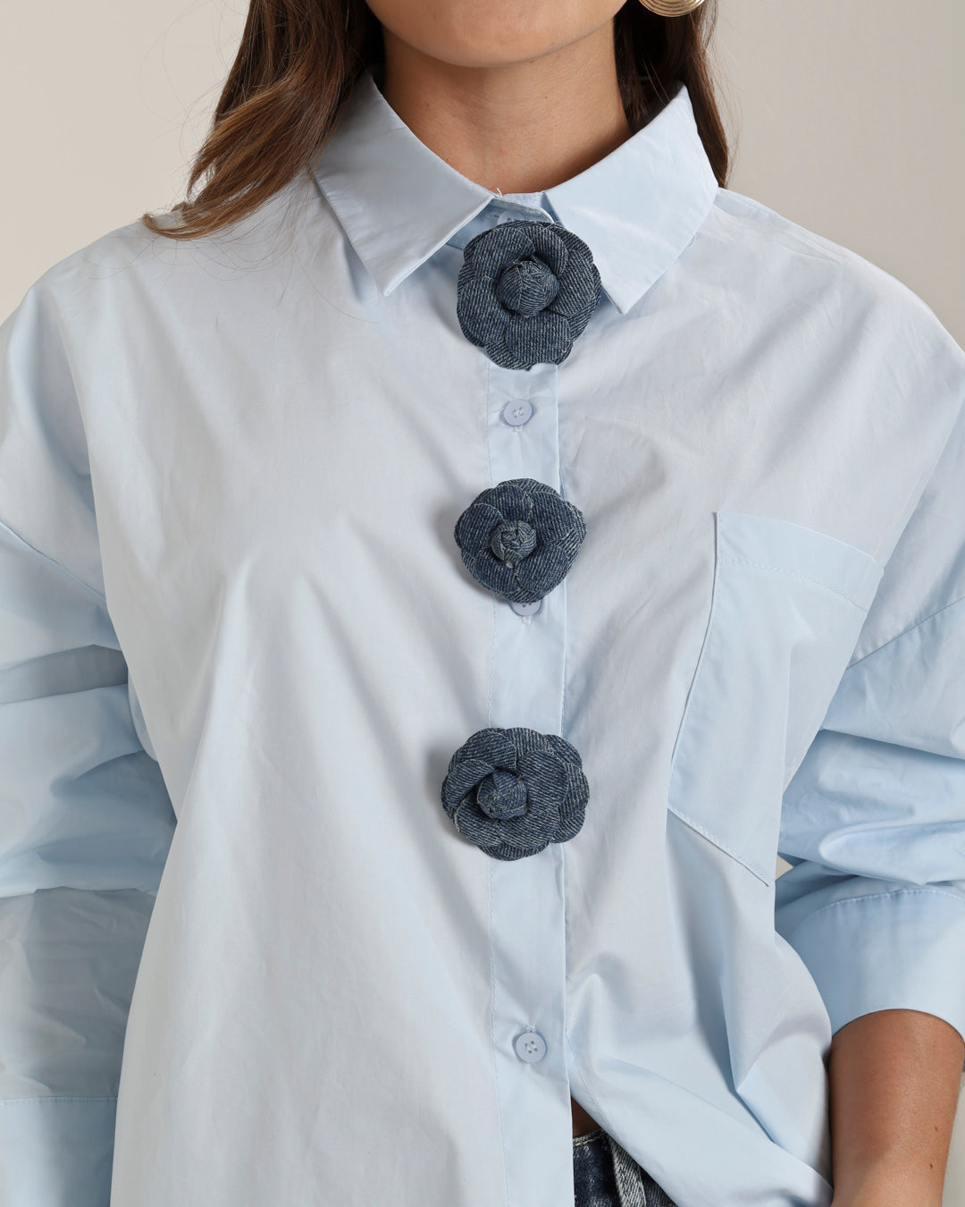 Camisa Fleurie Bleu Ciel