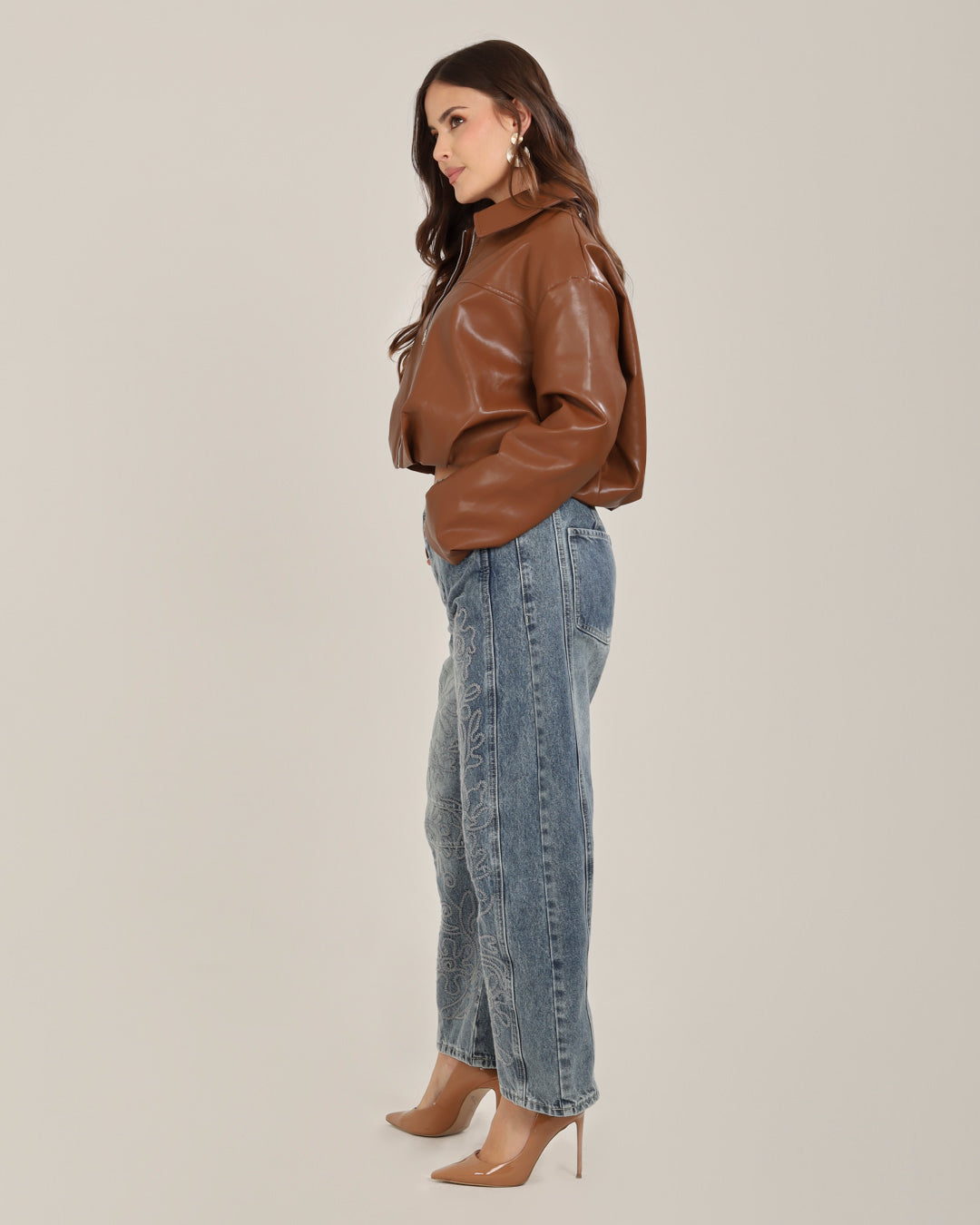 Veste Cropped Camel