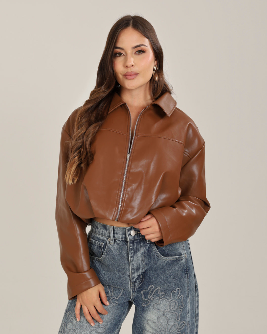 Veste Cropped Camel