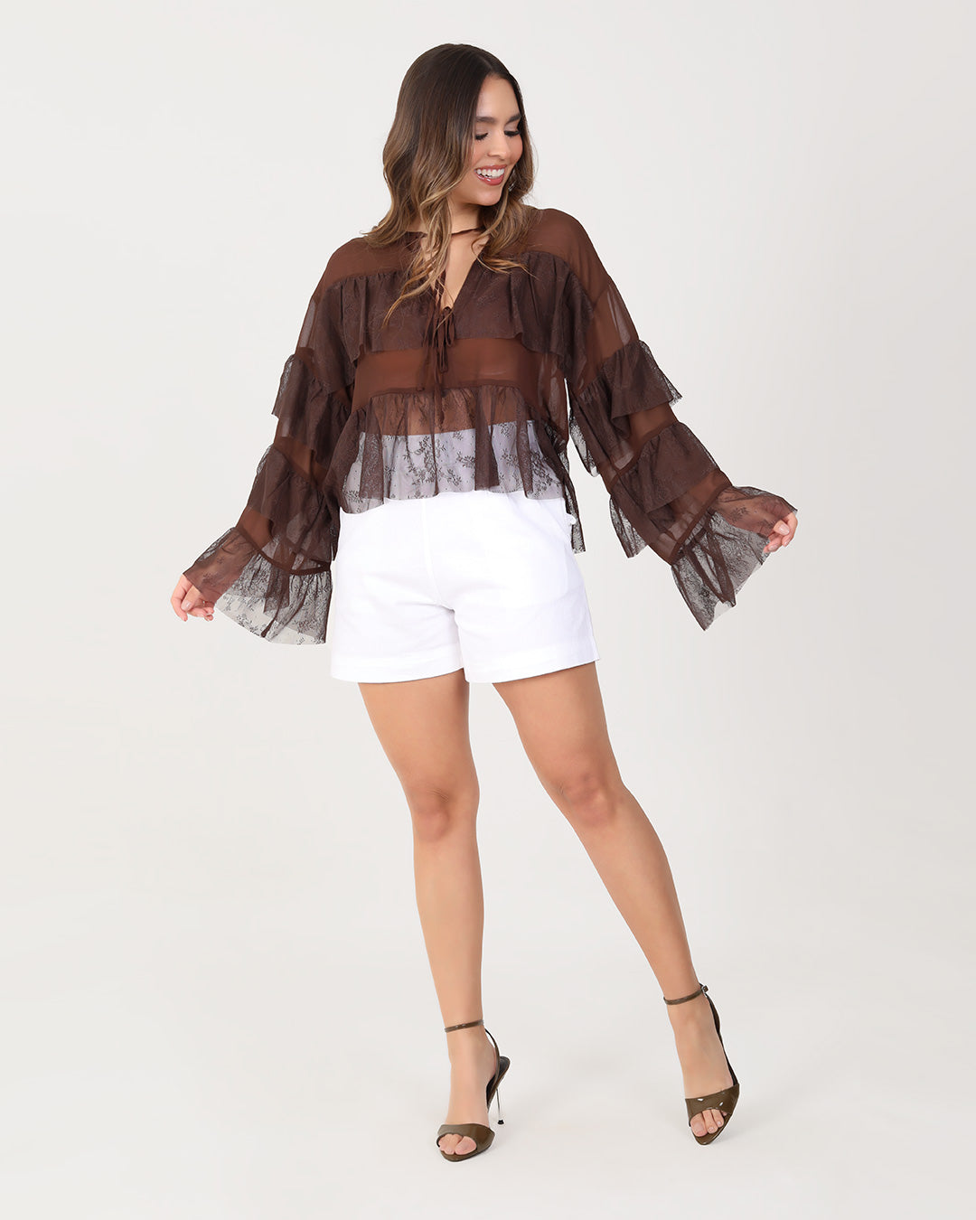 Blusa Volant Marrón