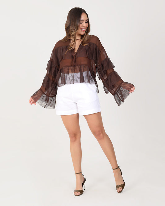 Blusa Volant Marrón