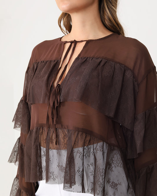 Blusa Volant Marrón