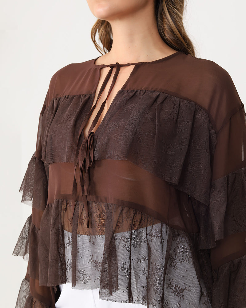 Blusa Volant Marrón
